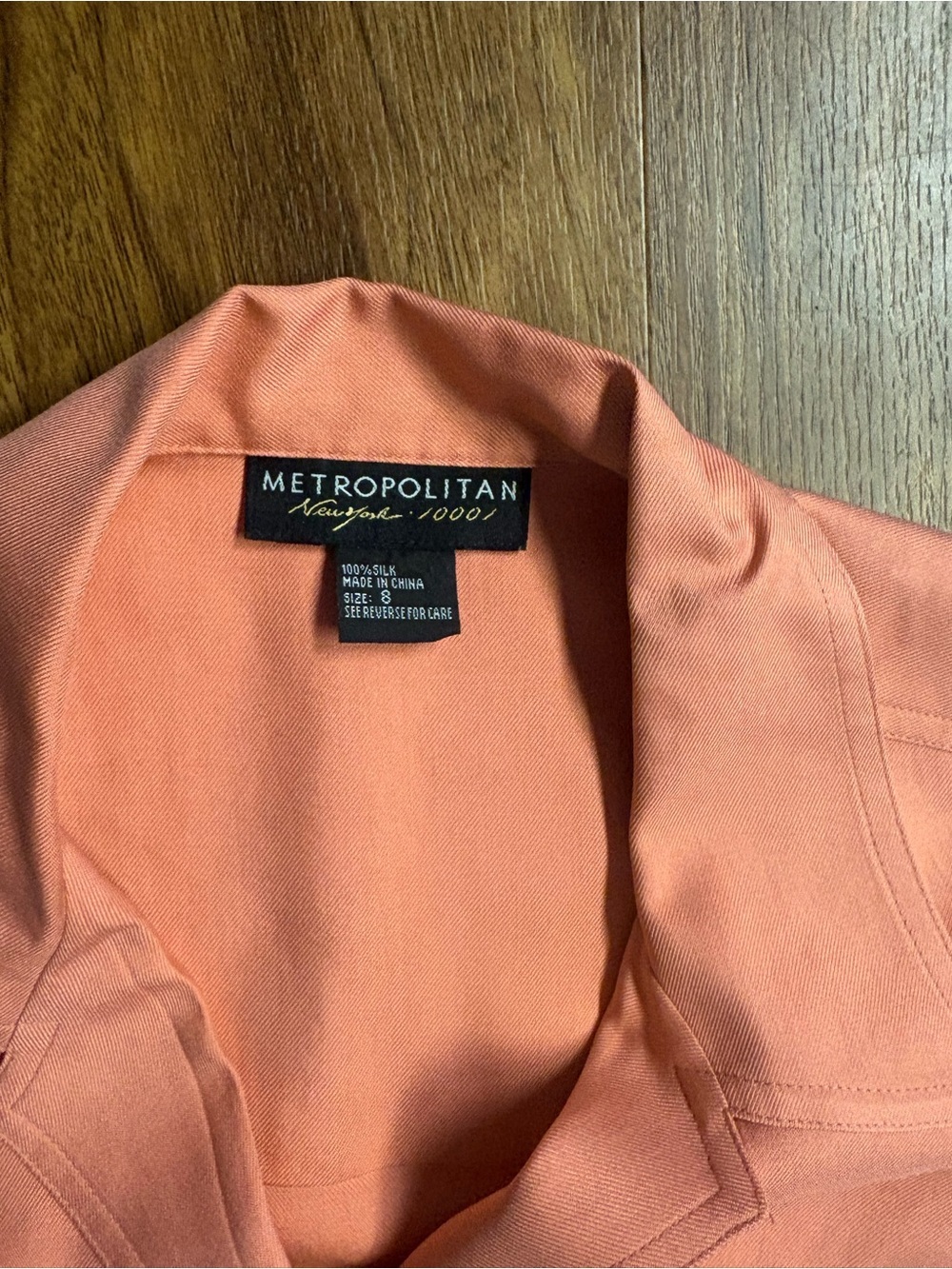 Metropolitan NewYork Coral Pink Button-Front Mini Dress with Self-Tie Belt, Silk - Picture 4 of 7